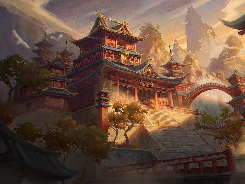 building, architecture, china, art standard 4:3 background, Chinese Artwork HD wallpaper