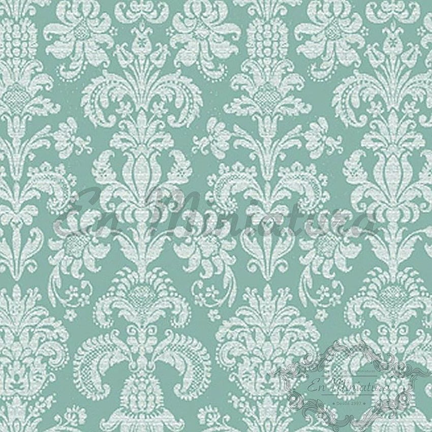 Victorian designs papers for dollhouses, Green Damask HD phone wallpaper