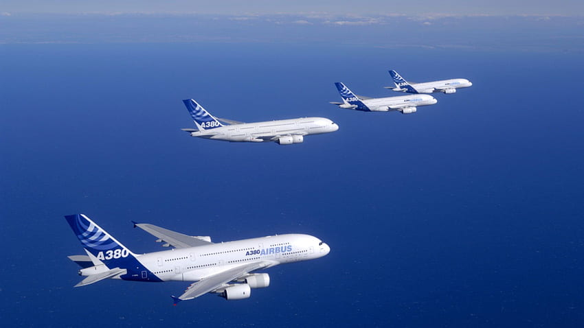 Mavi Uçak Airbus Airbus A380 800 Skyscapes . . 297649 HD duvar kağıdı