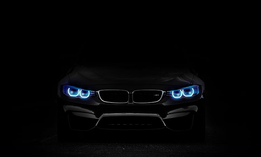 BMW, Auto, blauer Scheinwerfer, dunkel HD-Hintergrundbild