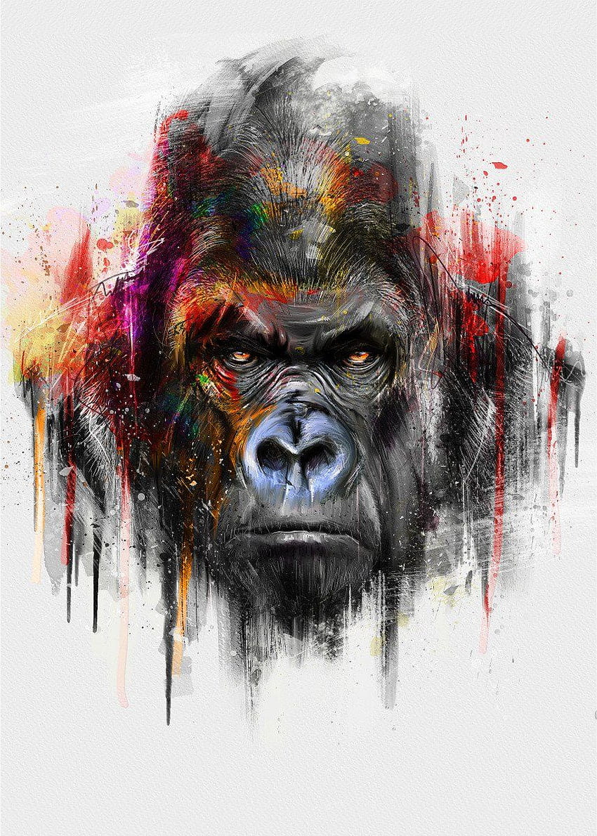 Poster Gorilla (Seri Alpha) oleh Emiliano Morciano. Displate. Seni monyet, tato gorila, poster binatang, seni gorila wallpaper ponsel HD