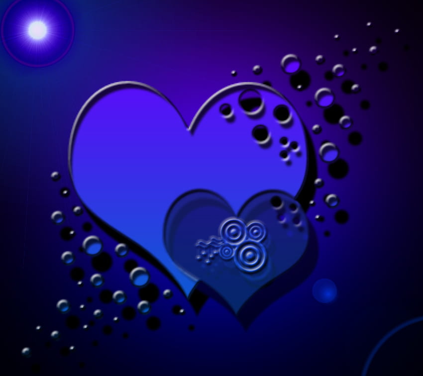 Blue Heart, blu, cuori, forma, luce Sfondo HD