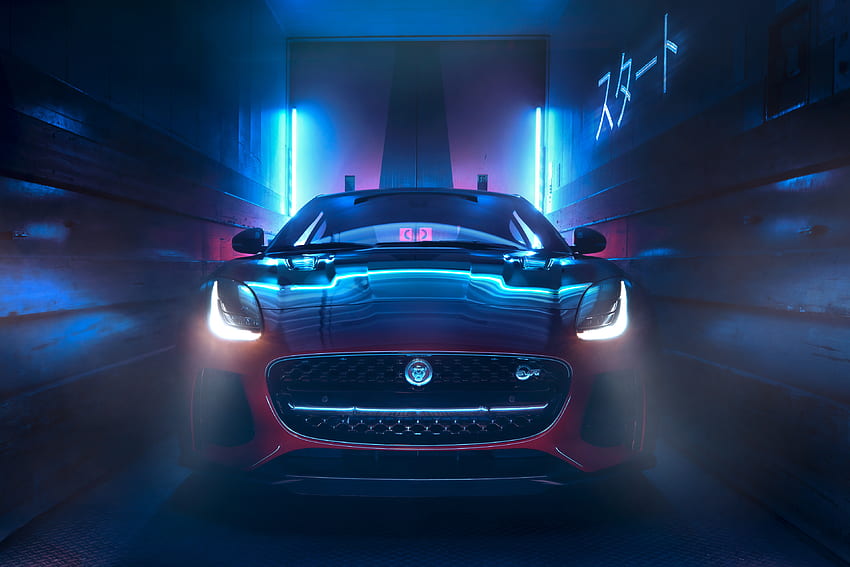 Headlight, red, Jaguar F-Type HD wallpaper