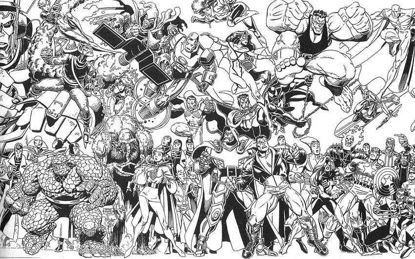 Marvel Comics Black And White HD wallpaper