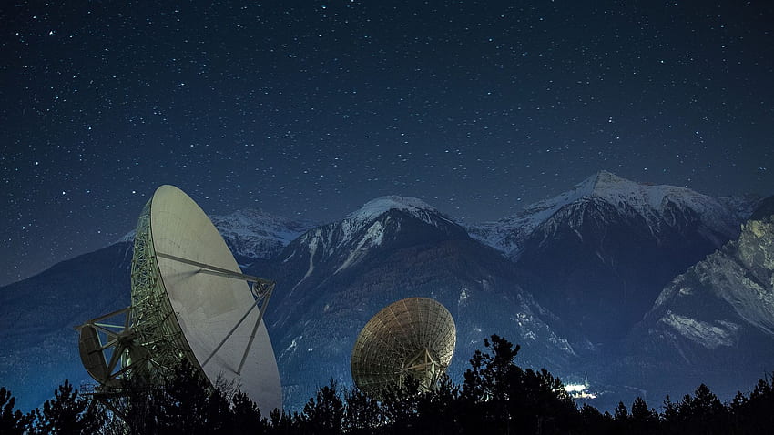 antena parabólica, noche, didier dumoulin graphy, montañas 1608 fondo de pantalla