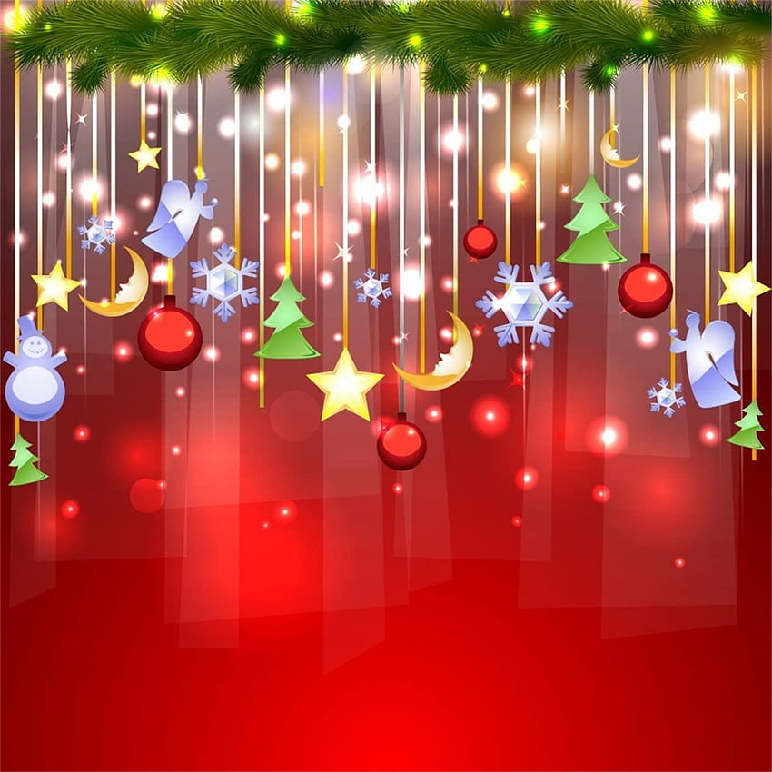 AOFOTO ft Christmas Party Backdrop Glitter Ornaments Red Style Happy New Year Xmas Decorations graphy Studio Background Child Girl Kid Baby Newborn Portrait Shoot Cloth: Electronics, Christmas Children HD phone wallpaper