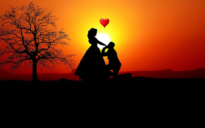 Couple, love, silhouette, sunset, romantic , , Dual Wide, 16:10, , 2560 X  1600 Romance HD wallpaper | Pxfuel