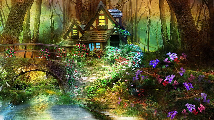 Enchanted Forest, Dreamy Forest HD wallpaper