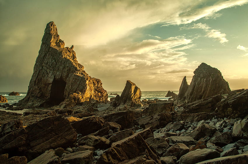 Nature, Stones, Sky, Rocks, Shore, Bank, Coast HD wallpaper
