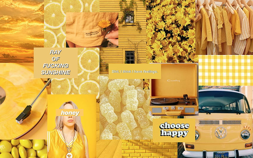 2020年の黄色の背景。 Macbook air , Cute , macbook, Yellow Collage 高画質の壁紙