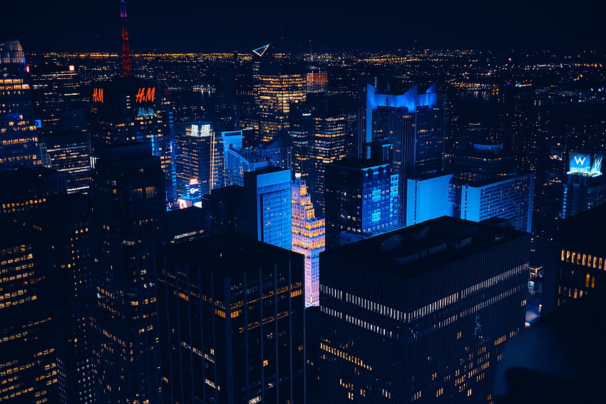 Ciudades, Noche, Estados Unidos, Rascacielos, Estados Unidos, Nueva York fondo de pantalla