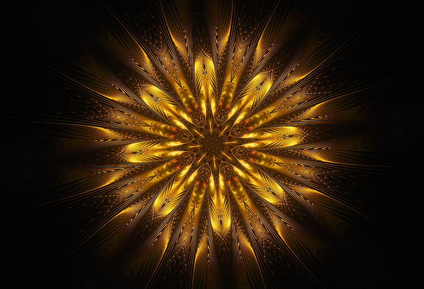 Abstrakt, Muster, Fraktal, Golden, Ornament HD-Hintergrundbild