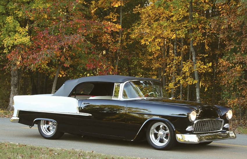 1955 Chevy _ Cabriolet, 1955, nera, Chevrolet, GM Sfondo HD