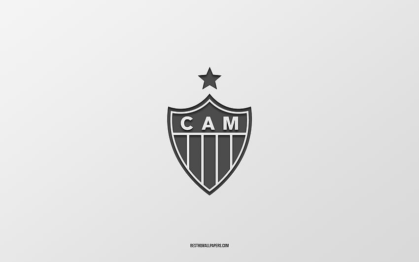 Atletico Mineiro, beyaz arka plan, Brezilya futbol takımı, Atletico Mineiro amblemi, Belo Horizonte, Brezilya, futbol, ​​Atletico Mineiro logosu Serie HD duvar kağıdı