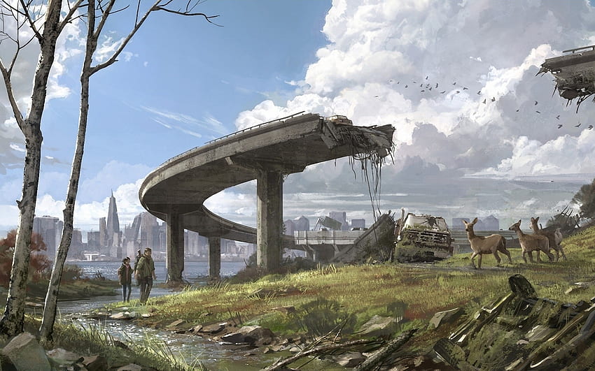 Distopía, arquitectura, ciudad, apocalipsis, supervivencia, abandonado, post apocalíptico, fantasía, ruinas, puente, averiado fondo de pantalla