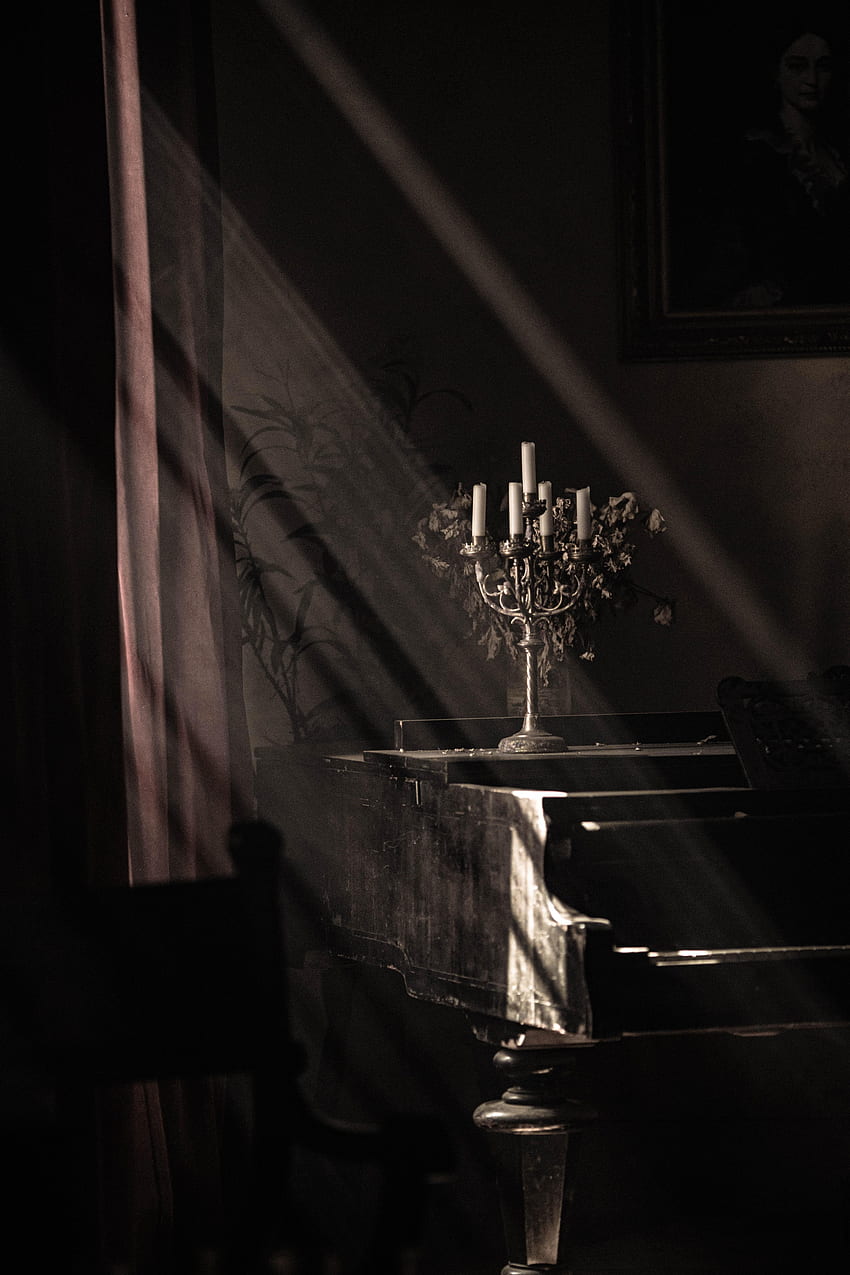 Candles, Piano, Dark, Shine, Light, Rays, Beams HD phone wallpaper
