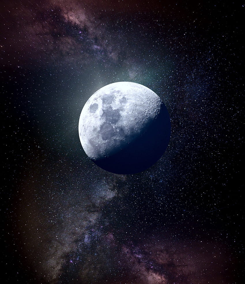 Moon, space, art HD phone wallpaper