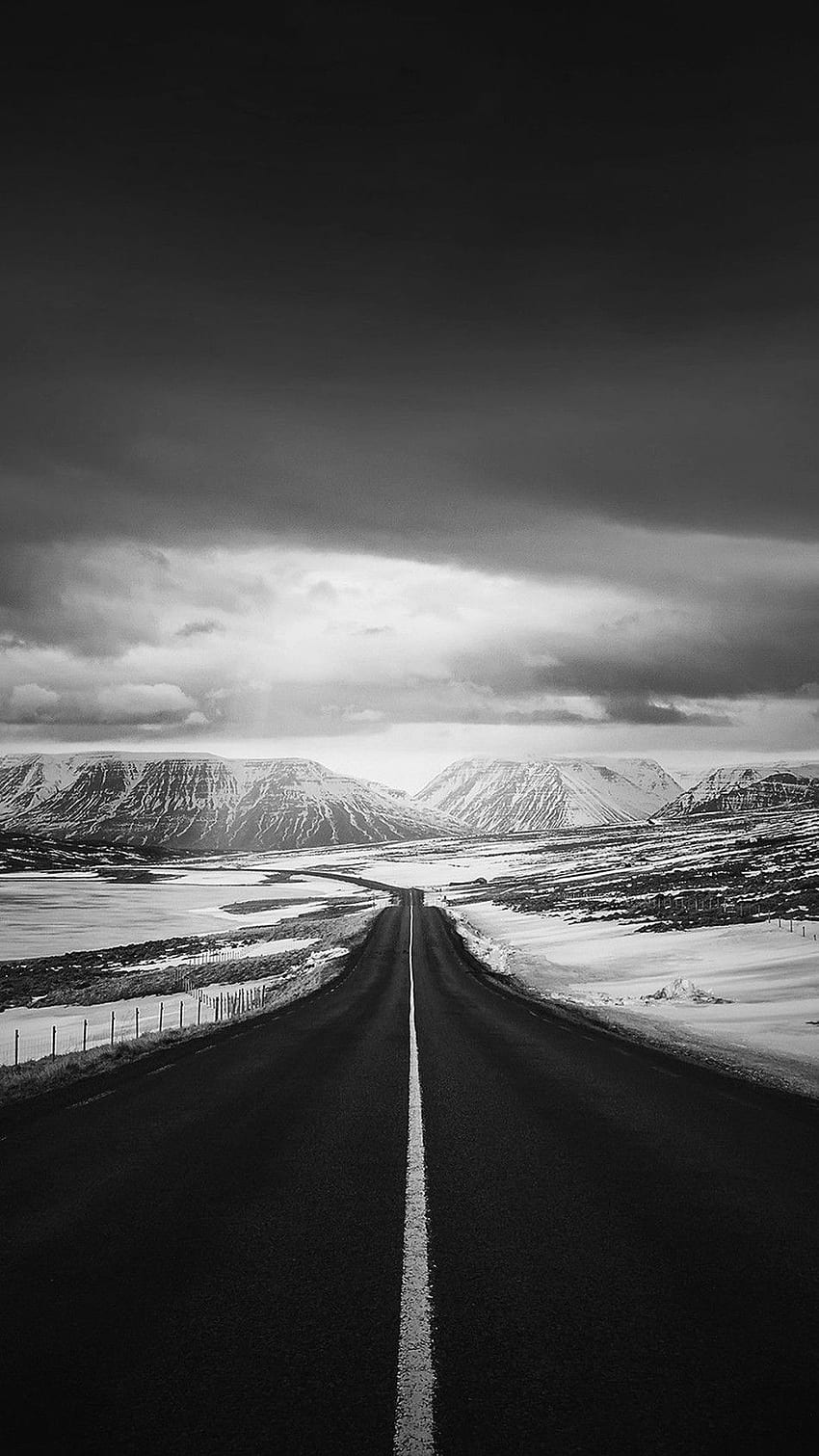 天国への道雪山暗い自然冬 iPhone 6 HD電話の壁紙