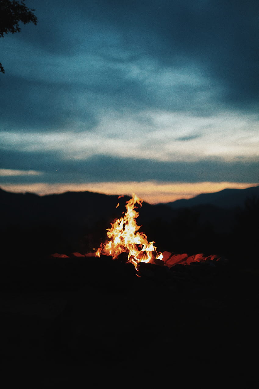 Feuer, Lagerfeuer, Dämmerung, Dunkelheit, Flamme, Dämmerung HD-Handy-Hintergrundbild