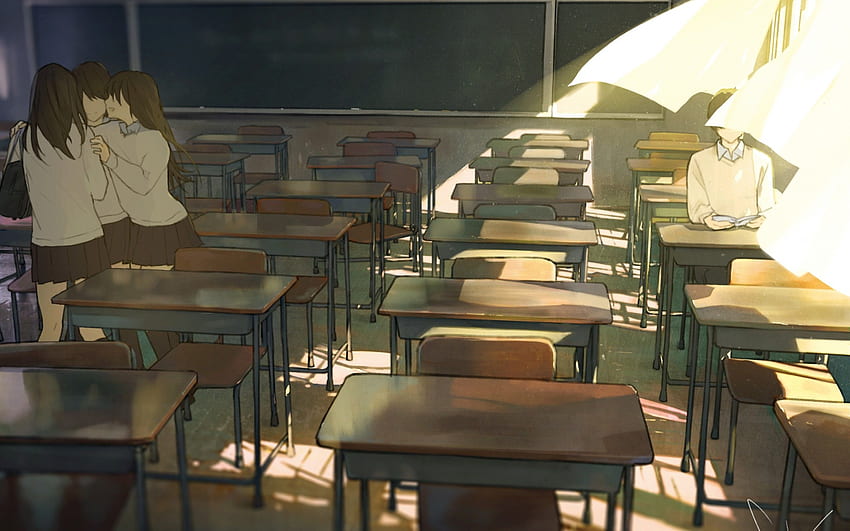Anime School, Classroom, Desks, Wind, Lonely Boy for MacBook Pro 15 ...
