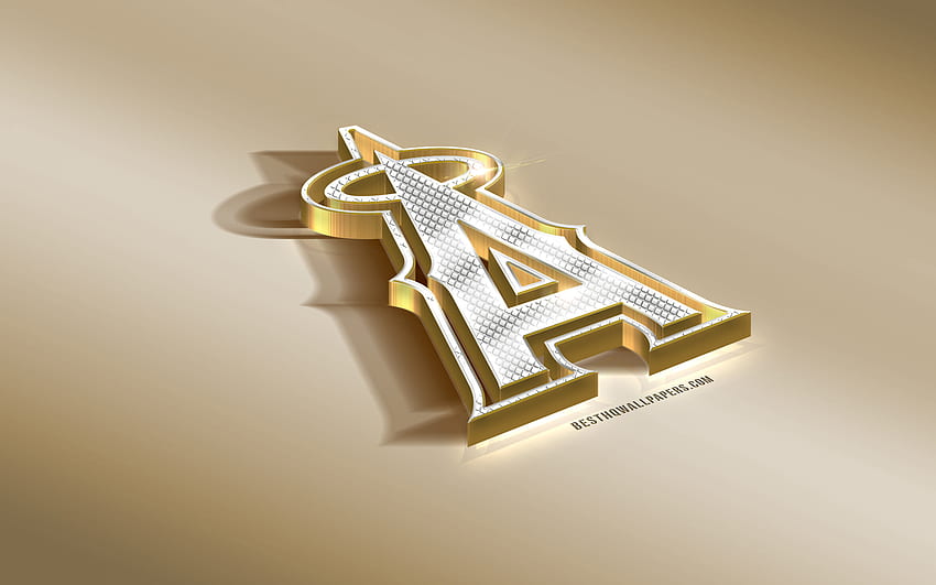 Los Angeles Angels, American baseball club, MLB, Golden Silver logo, Anaheim, California, USA, Major League Baseball, 3D golden emblem, creative 3D art, baseball for with resolution . High Quality HD wallpaper