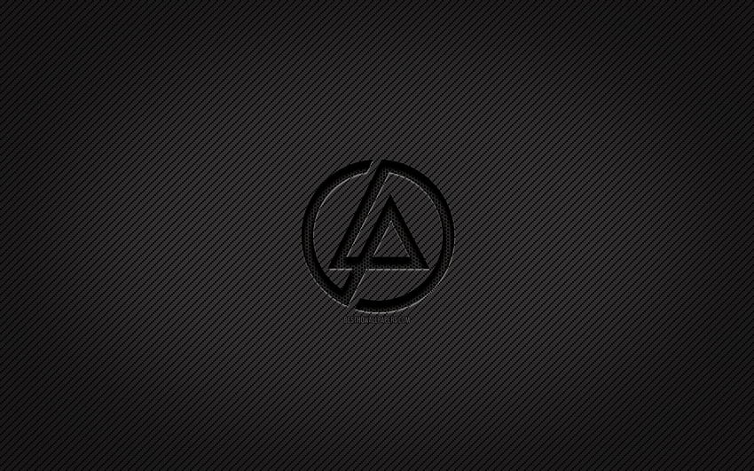 Карбоново лого на Linkin Park, , американска рок група, гръндж изкуство, карбонов фон, творчески, черно лого на Linkin Park, музикални звезди, лого на Linkin Park, Linkin Park HD тапет