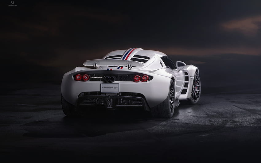 Hennessey Venom GT, exterior, rear view, white sports coupe, hypercar, american sports car, Hennessey HD wallpaper