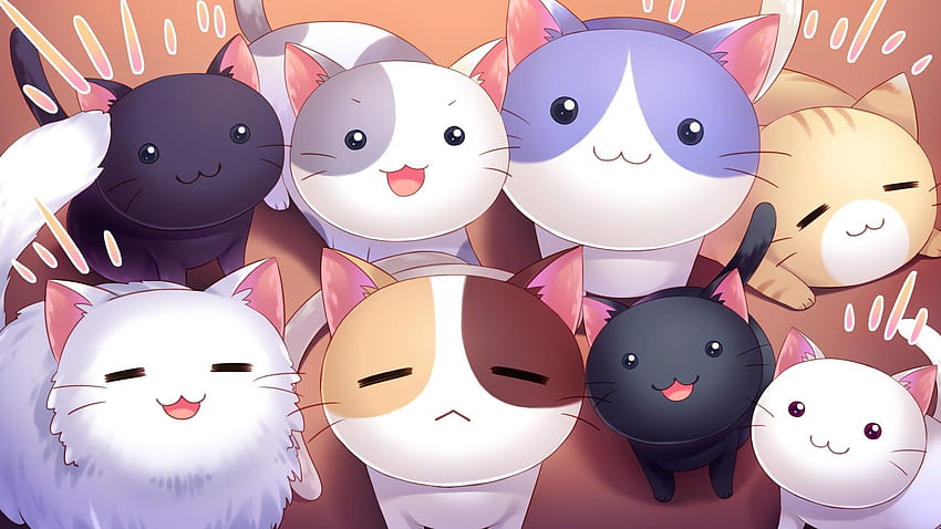 котка, Nyan Cafe Macchiato, визуален роман, анимирана котка HD тапет