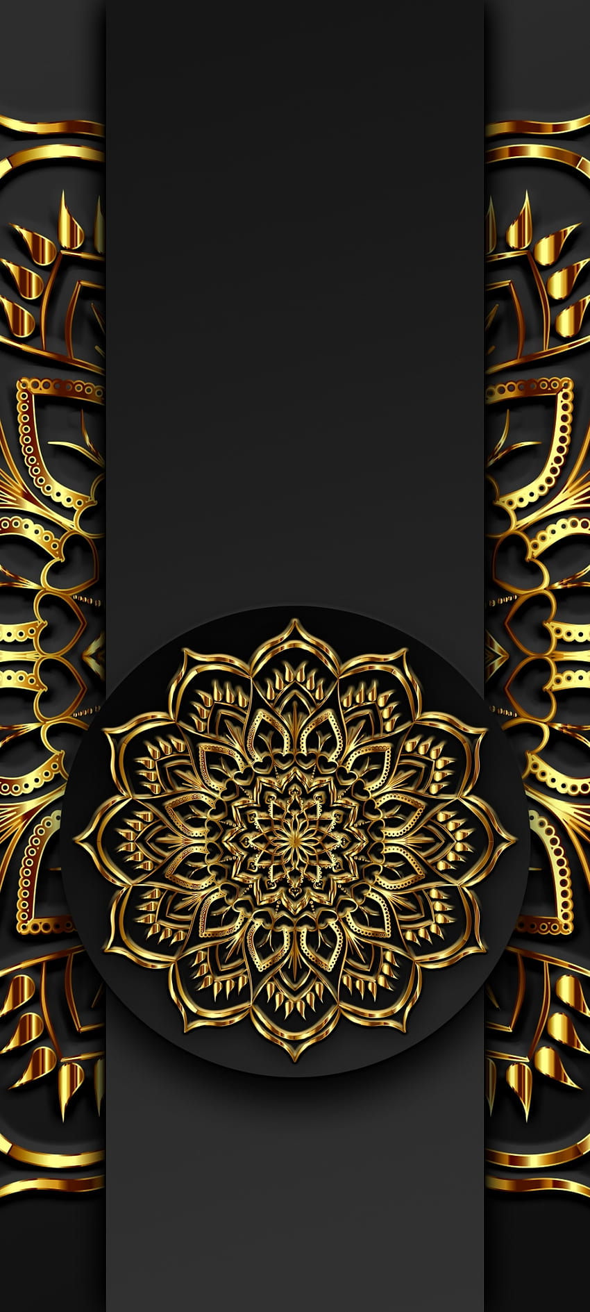 Gold Mandala X black, art, pastel, premium, luxury HD phone wallpaper