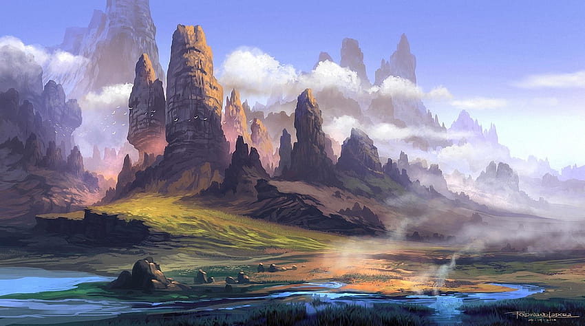 Fantastic World Fantasy Data Src Landscape Painting Tip HD wallpaper