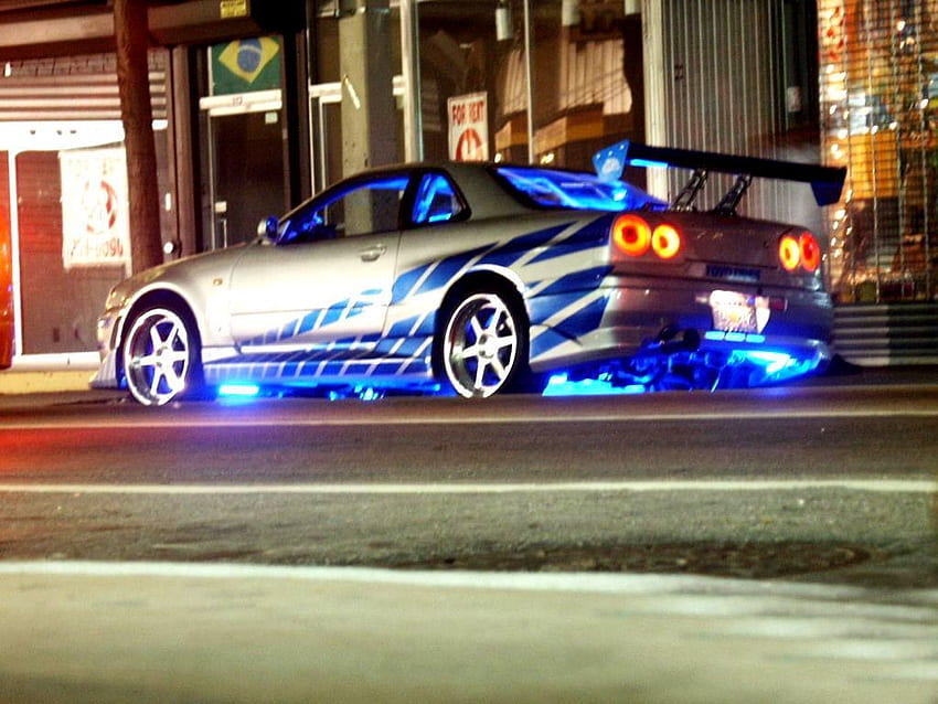 Fast and Furious, love the blue lighting. Nissan gtr skyline, Street racing cars, Skyline gtr r34, Brian Nissan Skyline HD wallpaper