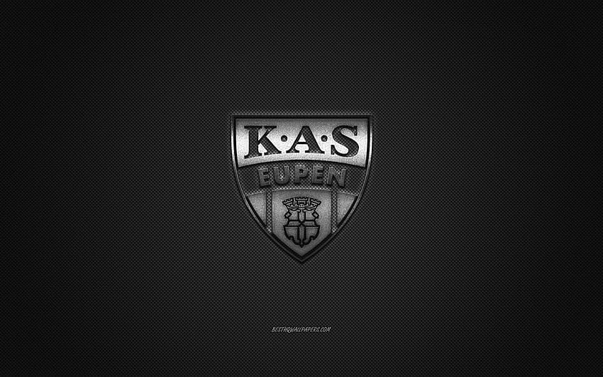 KAS Eupen, Belgium football club, Jupiler Pro League, gray logo, gray carbon fiber background, Belgian First Division A, football, Eupen, Belgium, KAS Eupen logo HD wallpaper