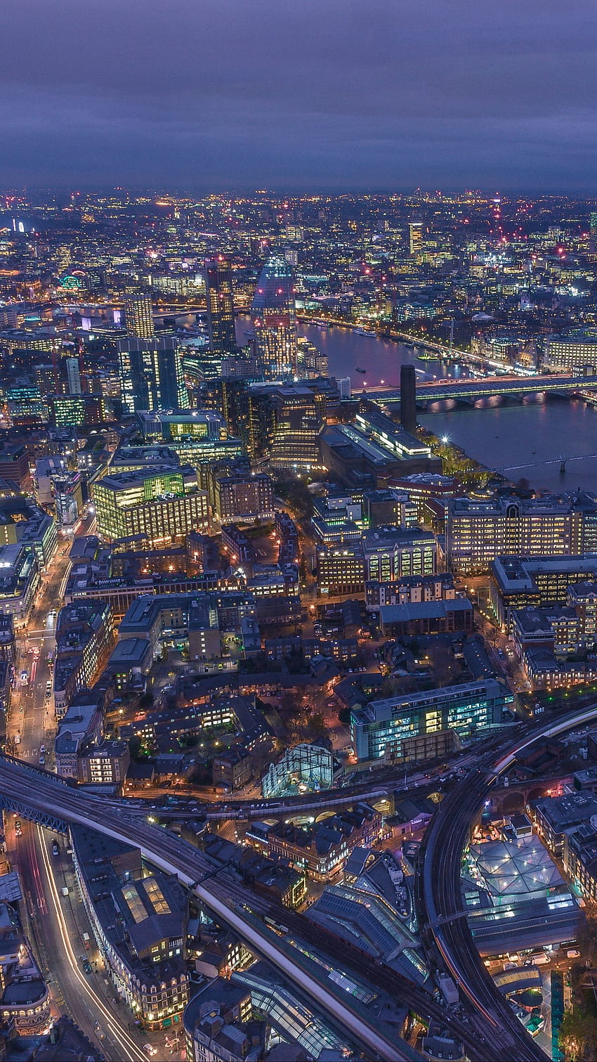 ロンドン、イギリス、夜の街、頂上 HD電話の壁紙