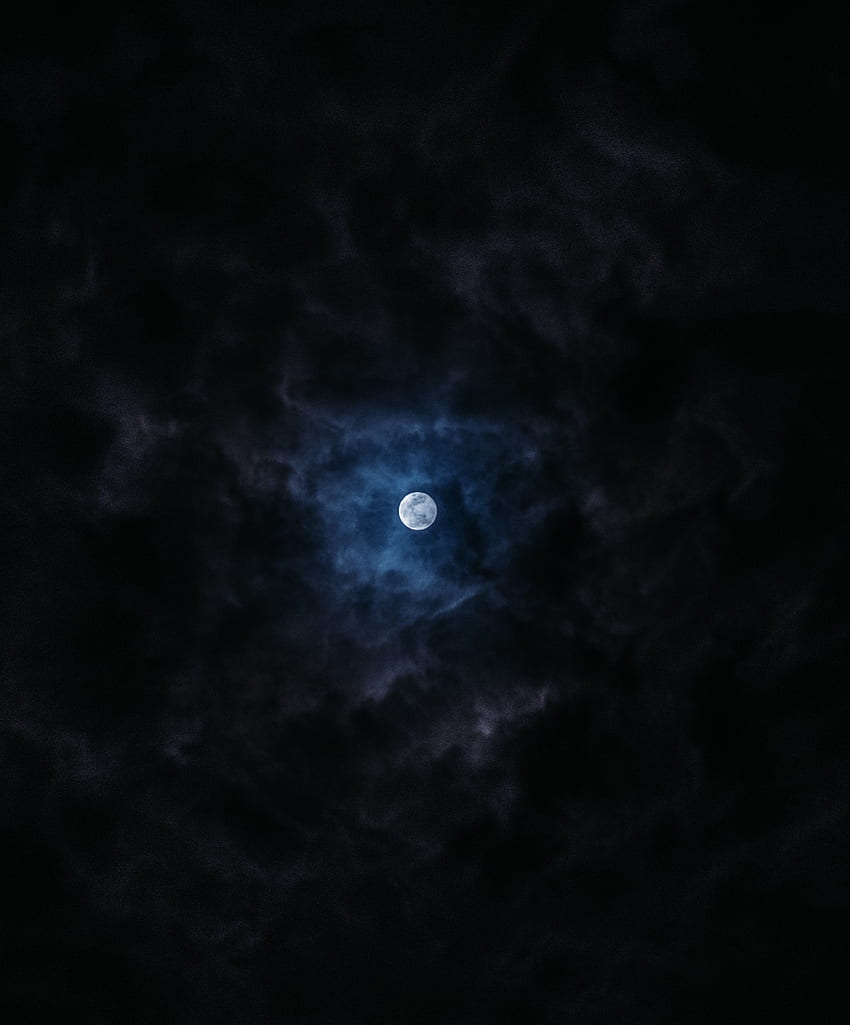 Небе, Нощ, Облаци, Луна, Тъмно, Пълна луна HD тапет за телефон