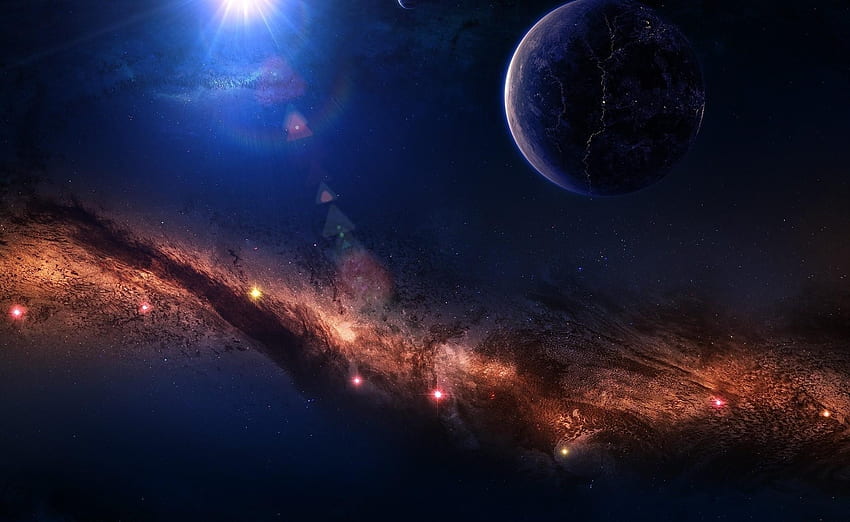 Stelle, pianeti, universo, lucentezza, luce, nebulosa Sfondo HD