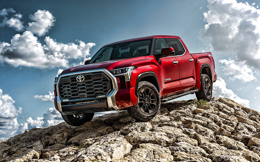 2022, Toyota Tundra, , front view, exterior, new red Toyota Tundra, Japanese cars, Toyota HD wallpaper