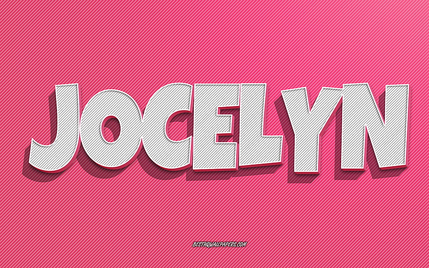 Jocelyn, fond de lignes roses, avec des noms, nom Jocelyn, noms féminins, carte de voeux Jocelyn, dessin au trait, avec nom Jocelyn Fond d'écran HD