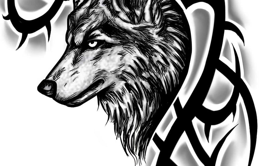 Tribal Animal Tattoo Art Designs Wid - Wolf Tattoo Art Design - - HD  wallpaper | Pxfuel