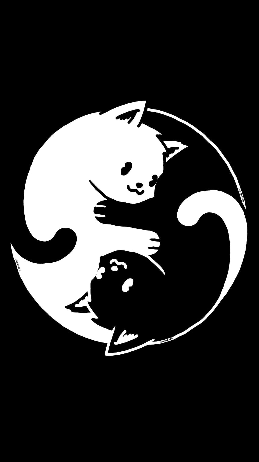 Yin yang cat, head, symbol, N-F-T HD phone wallpaper