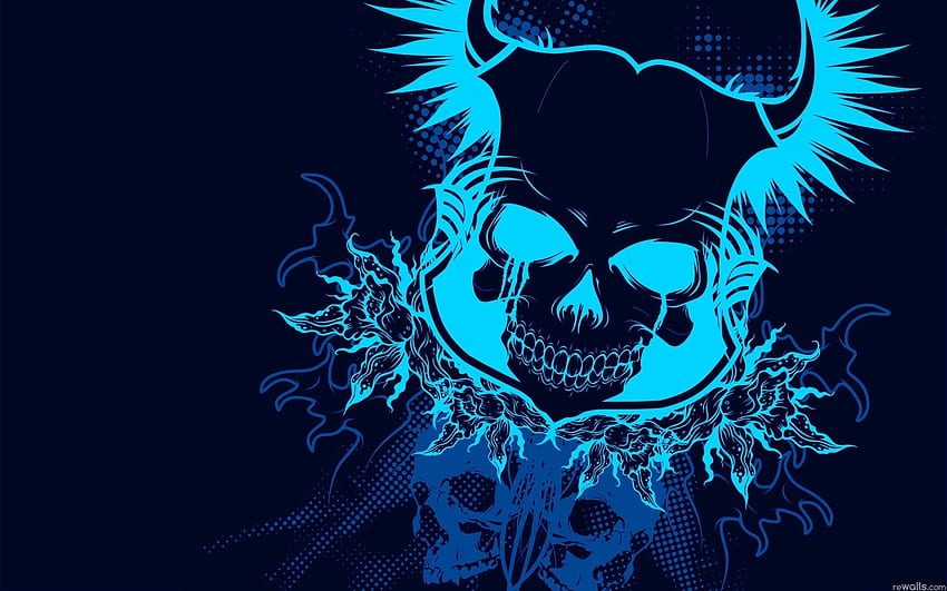 pink flowers abstract love blue skull abstract . HD wallpaper
