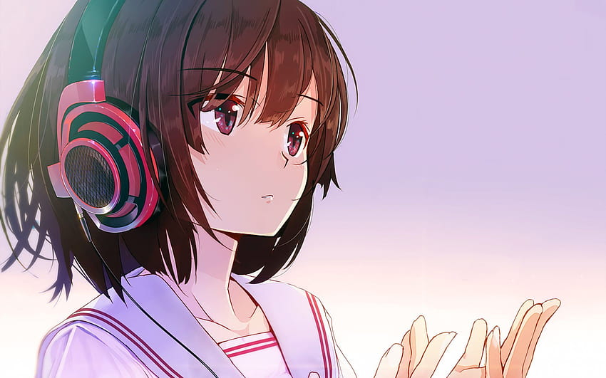 Listening to Music, Anime Girl Listening to Music HD wallpaper