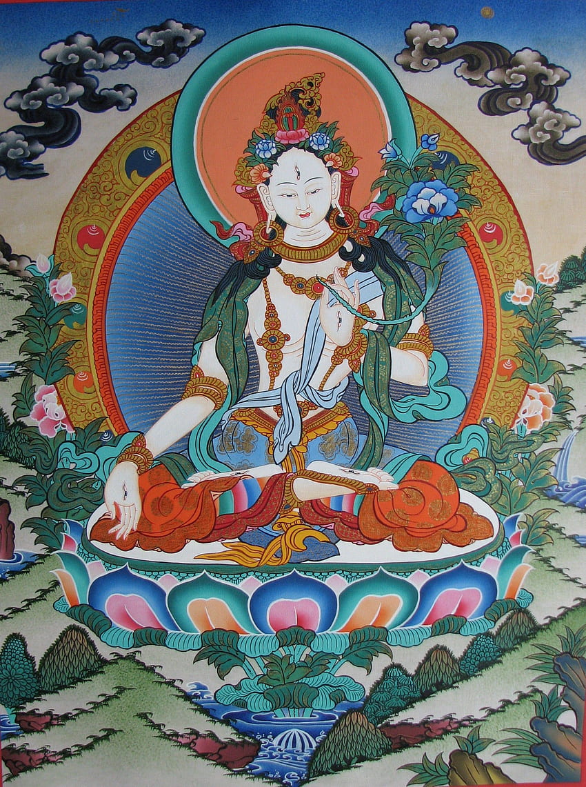 Biała Tara. Królewna Śnieżka, sztuka Tybetu Tapeta na telefon HD