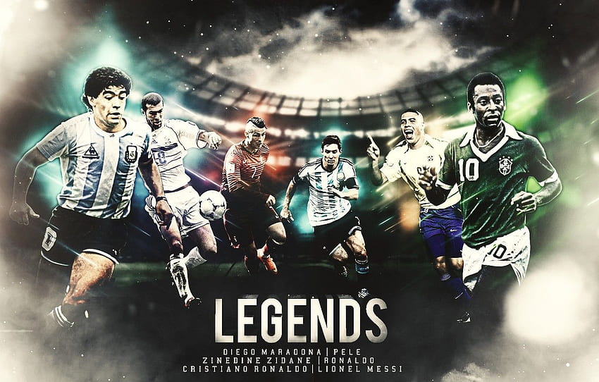 sport, Cristiano Ronaldo, football, Lionel Messi, legends, Ronaldo, Zinedine Zidane, players, Pele, Diego Maradona for , section спорт, Messi and Maradona HD wallpaper