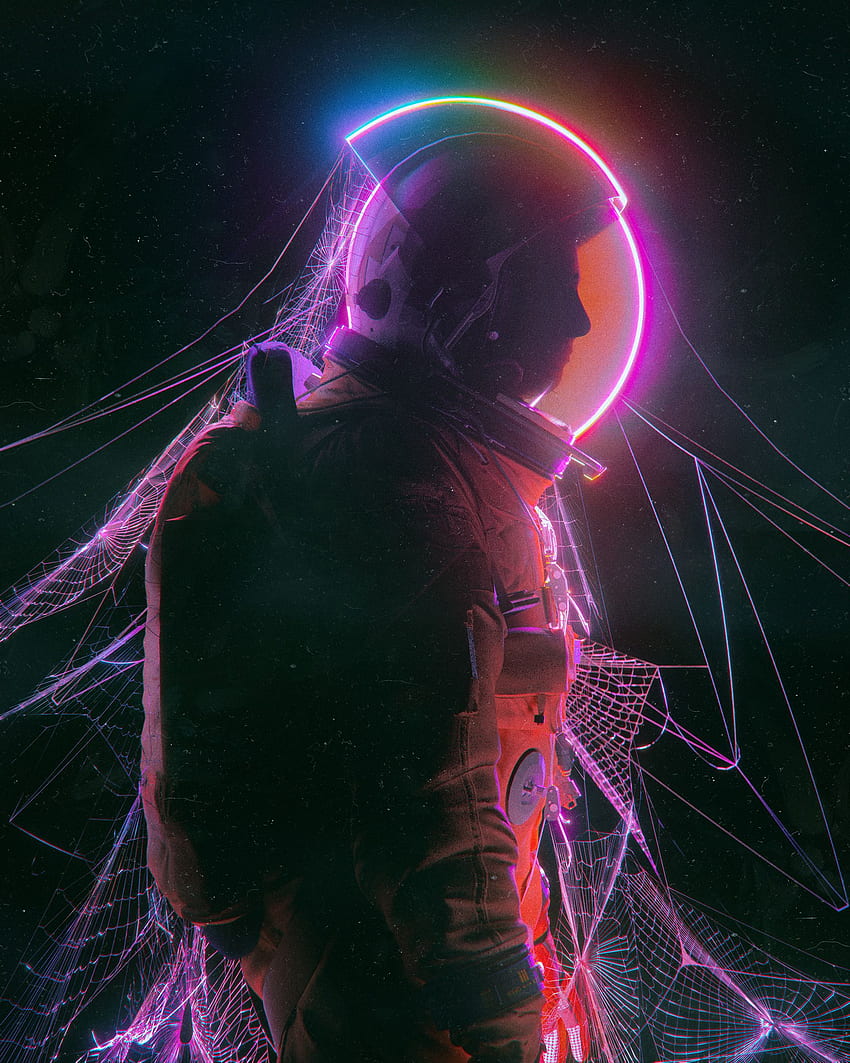 Beeple Digital Astronaut Neon Lights 3D - 解像度: HD電話の壁紙