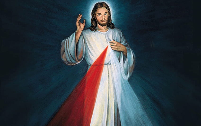 Jesus, I Trust in You!, rays, Jesus Crist, white, Misericordia, red HD wallpaper