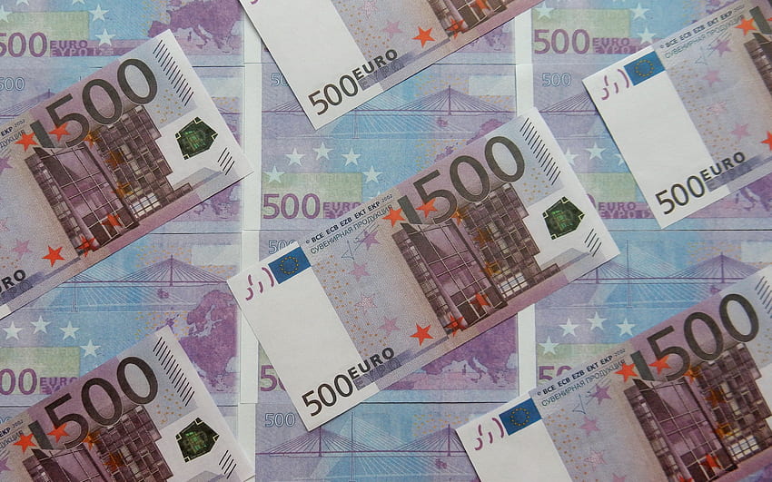 ธนบัตร 500 ยูโร, พื้นหลังด้วยเงินยูโร, สหยุโรป, พื้นหลังด้วย 500 ยูโร, พื้นหลังเงิน, การเงิน วอลล์เปเปอร์ HD