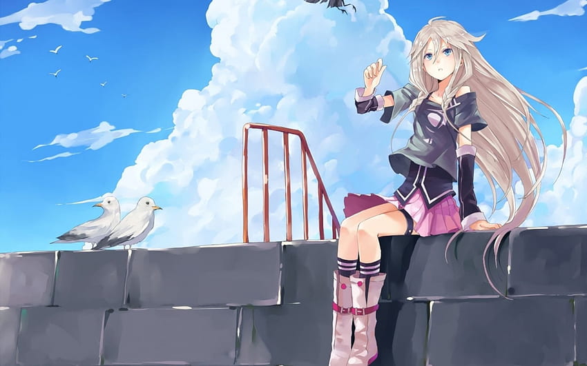 Anime Mädchen, Himmel, Mädchen, Taube, Anime HD-Hintergrundbild
