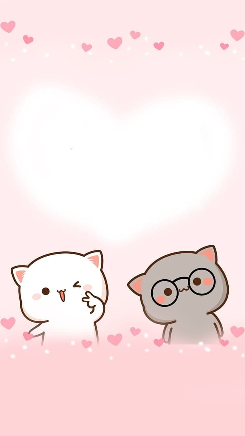 Mochi Mochi Ideas de melocotón. gato chibi, lindo gato de anime, linda caricatura fondo de pantalla del teléfono