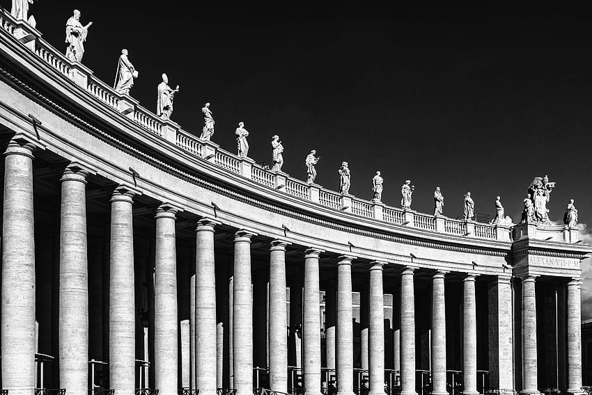 Cities, Italy, Bw, Chb, Rome, St. Peter's Square HD wallpaper