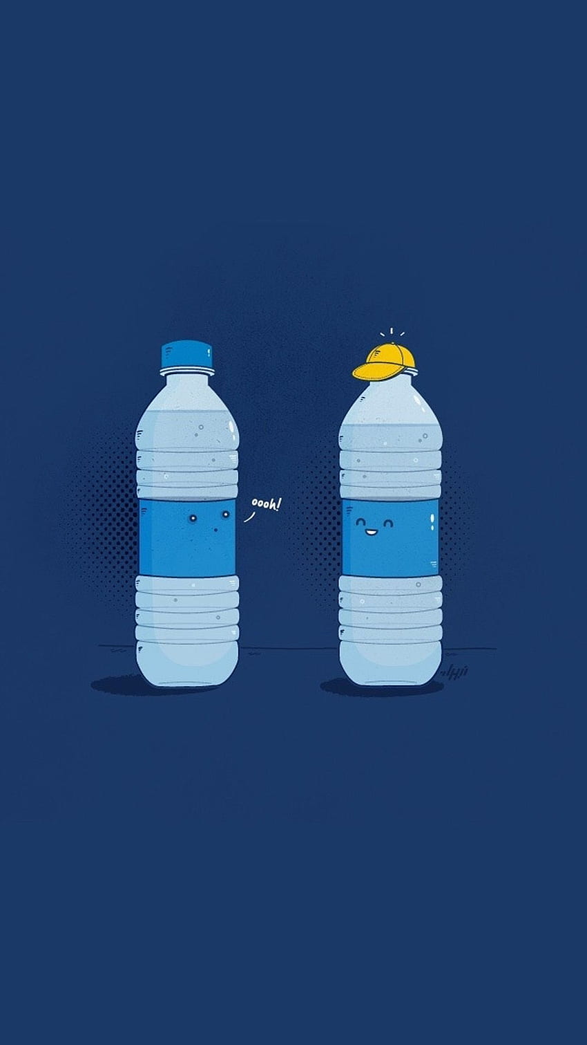 Tappo di bottiglia. Illustrazione divertente, poster design creativo, illustrazione concettuale, bottiglia di plastica Sfondo del telefono HD